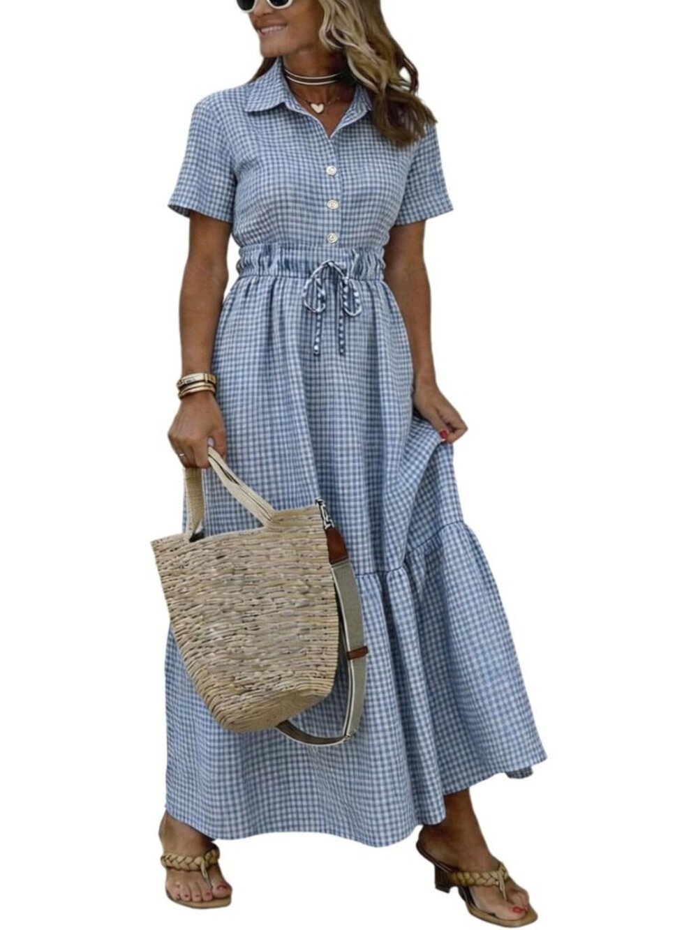 Summer Cotton Striped Maxi Dress - Short Sleeve, Casual Chic, Perfect for Beach